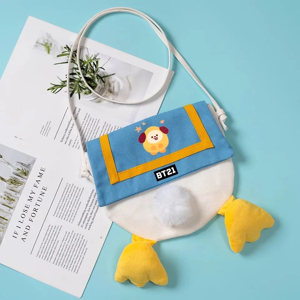 

JCBTSHBaby series Korean wave canvas bag messenger bag new zipper cute color duck PP bag Japanese school style