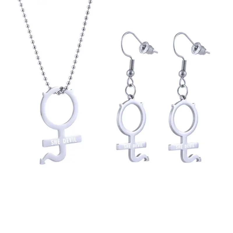 

Stainless Steel Female Symbol Gothic Streetwear Pendant Necklace Earrrings Women E15E