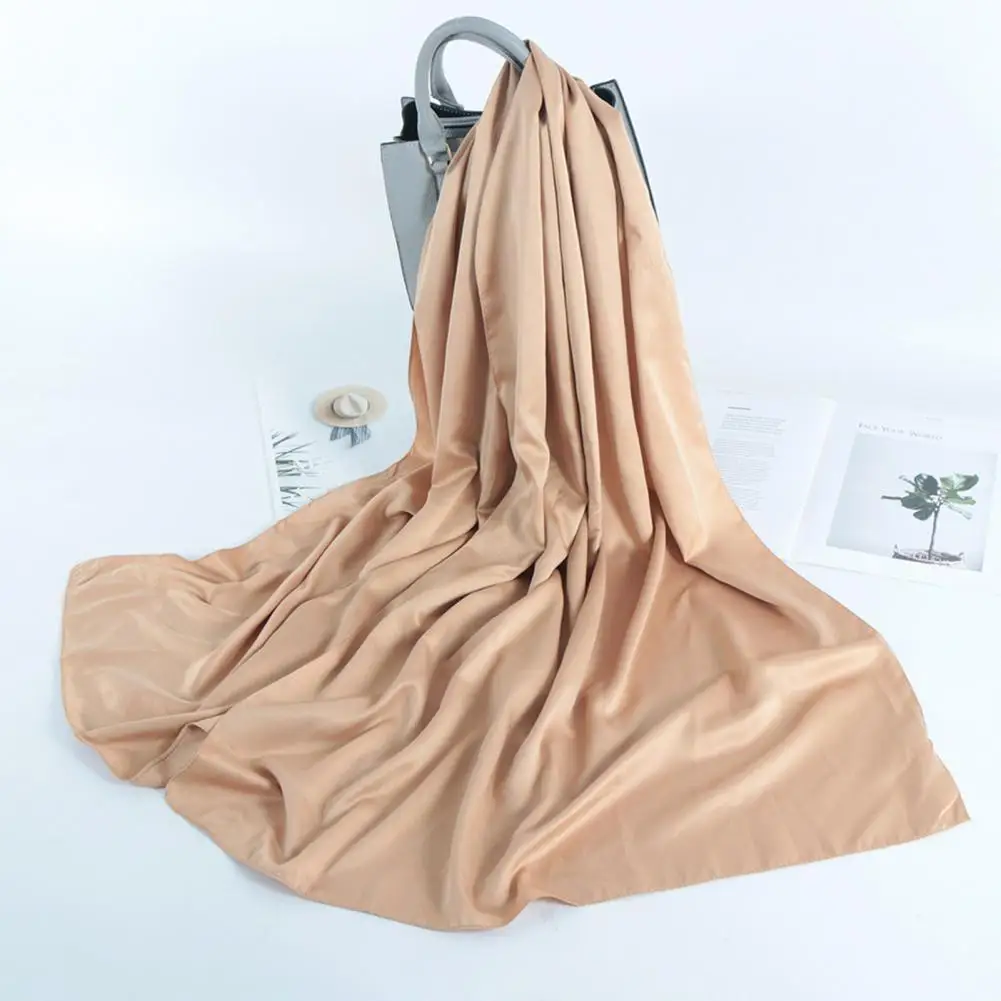 

Turban Shawl Solid Color Autumn Winter Skin-friendly Windproof Long Scarf Women Scarf for Party