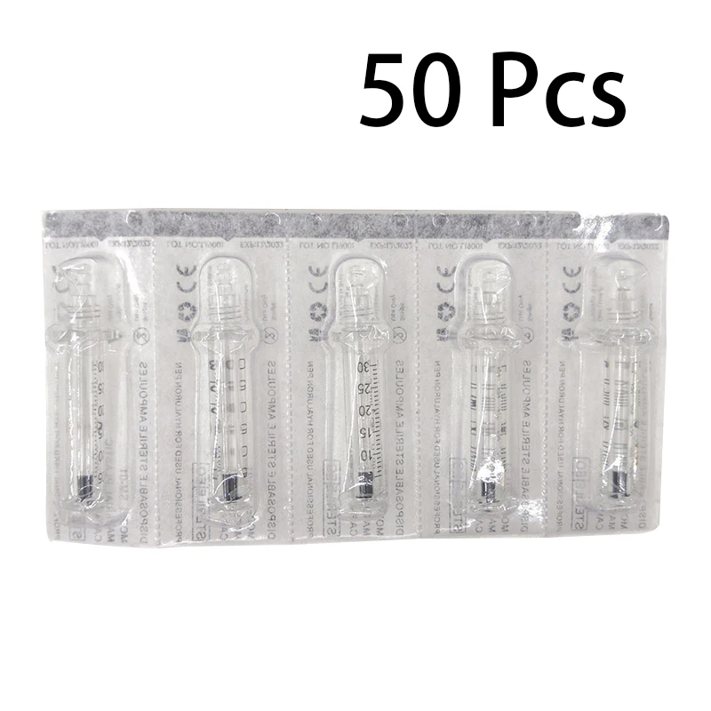 50pcs 0.3ml Syringe Без иглы инъекции гиалуроновая сыворотка ручка для против морщин водяной Мезотерапия пистолет гиалуроновая ручка высокого давления гиалуроновая ручка - Номер модели: 50pcs 0.3ml Syringe