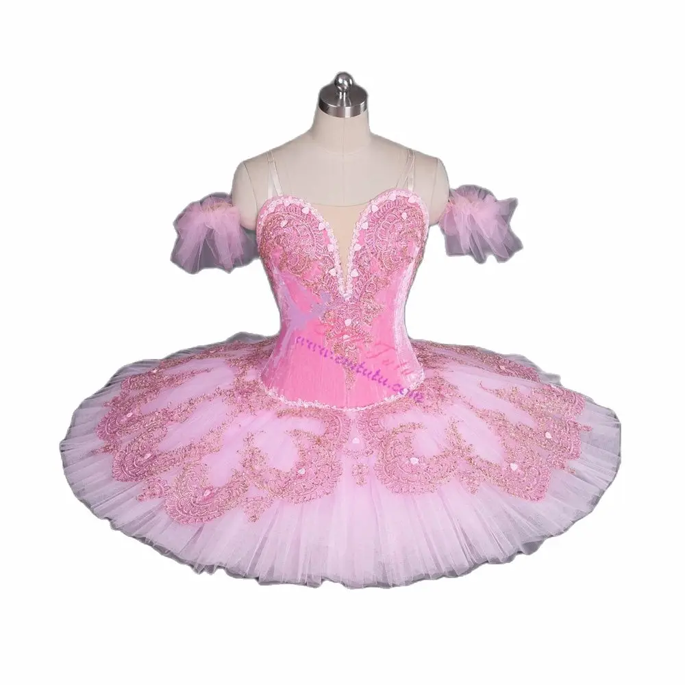 Женская балетная пачка розового и золотого цвета Классический балетный костюм