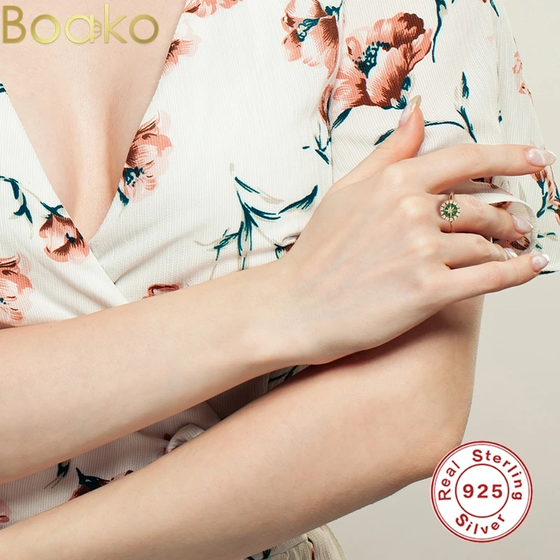 BOAKO 925 стерлингового серебра капель масла кольцо для Для женщин милые восемь с