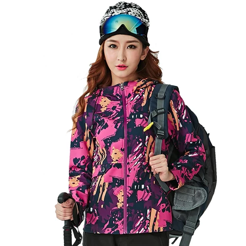 Rose Camo NUONEKO женские зимние походные куртки флисовое пальто уличная камуфляжная теплая ветровка треккинговые лыжные куртки JM14 - Цвет: Rose Camo