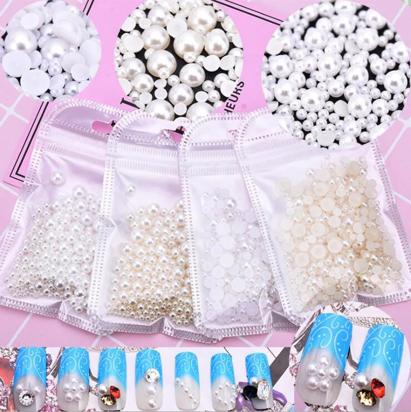 Половина/круглый жемчуг украшение для ногтей горный хрусталь бежевый 350 1200