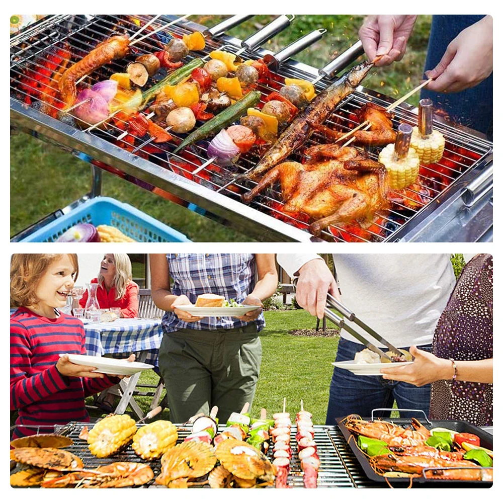 

Outdoor Stainless Steel Charcoal Grill Barbecue Tool Portable Free Installation Folding BBQ Smoker Grill Cooking Grid Park