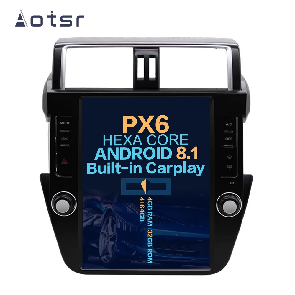 Автомобильный GPS-навигатор PX6 в стиле Tesla Android 8 1 wifi для TOYOTA LAND CRUISER Prado 150 14-17 дюймов
