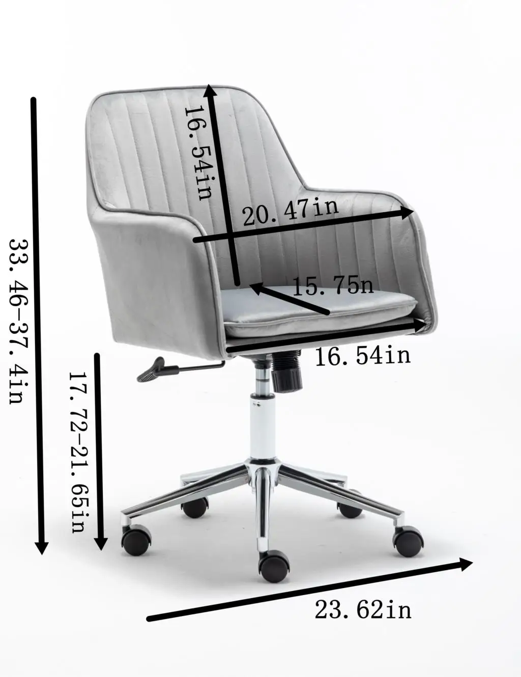 

(US)Velvet Fabric Home Office Desk Chair With Metal Base Modern Adjustable Swivel Chair With Arm Office Chair Home Bedroom Chair