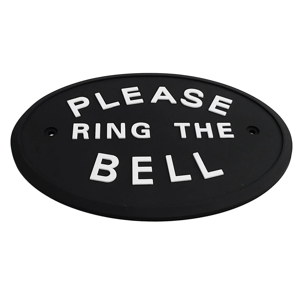 

1pc Silver PLEASE RING THE BELL Garden House Wall Door Plaque Sign In Black