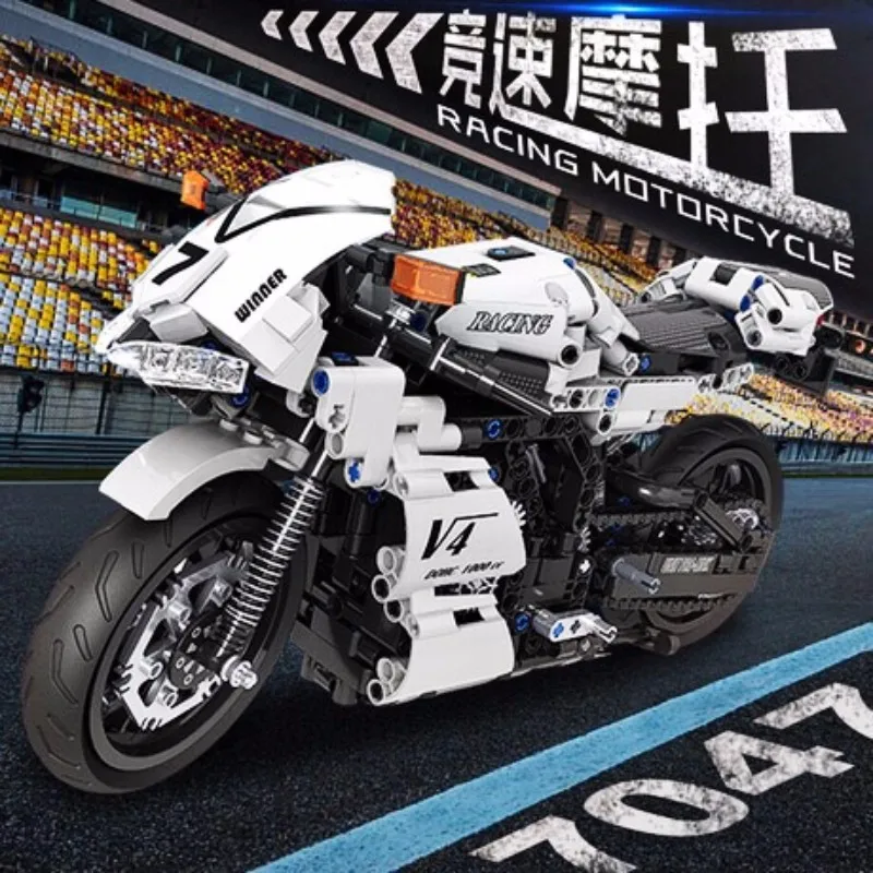 

235pcs-716pcs City Technic Pedal Motorcycle Motorbike Model Building Block DIY Locomotive Brick Toys Gifts for Children Boys