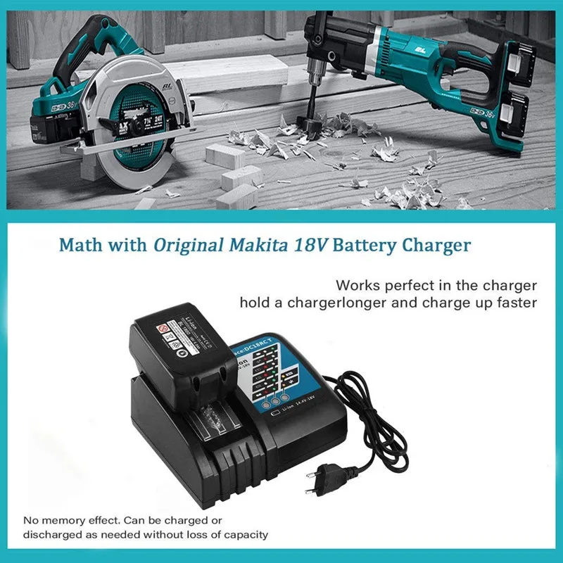 

DC18RC Li-Ion Battery Charger 3A Charging For Makita 14.4V 18V Bl1830 Bl1430 Dc18Ra Electric Power DC18Rct Charger USB Prot