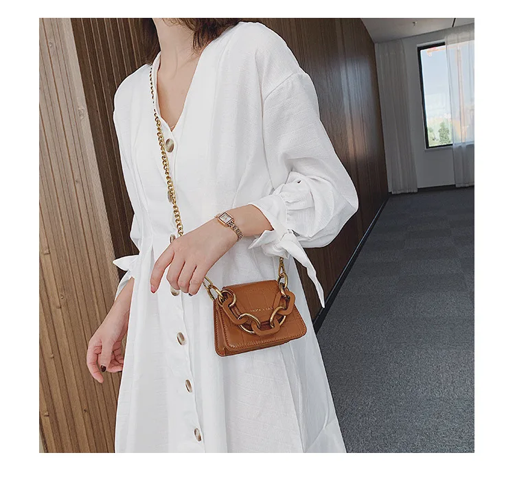 Fashion Mini Saddle Women Shoulder Bags Designer Brand Acrylic Chain Handbags Luxury Pu Leather Female Crossbody Bag Small Purse
