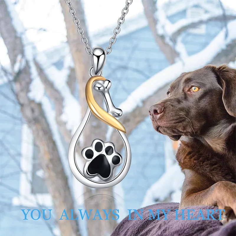 

JrSr new 100%925 sterling silver dog paw bone pendant necklace 2020 women fashion DIY fine jewelry mother day gift free shipping