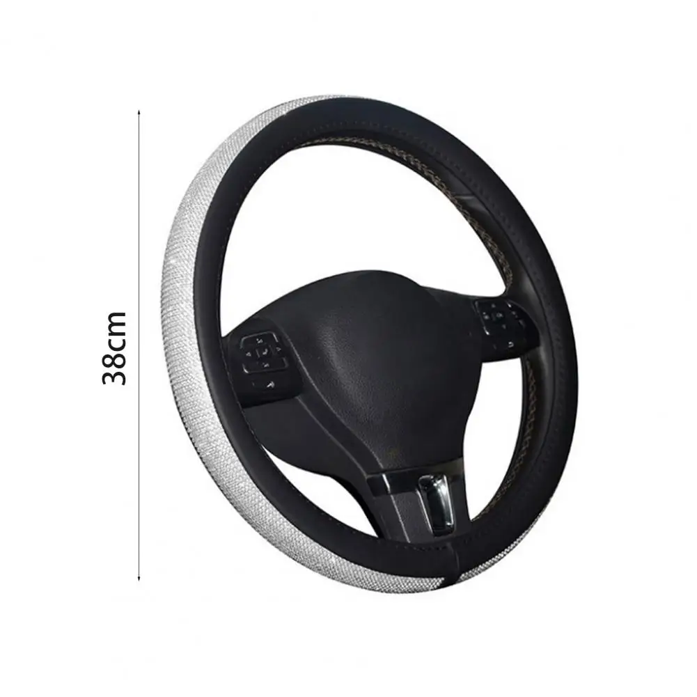 

60% Dropshipping!!Steering Wheel Cover Protective Rhinestone Microfiber Leather Anti-slip Handlebar Protector for Car