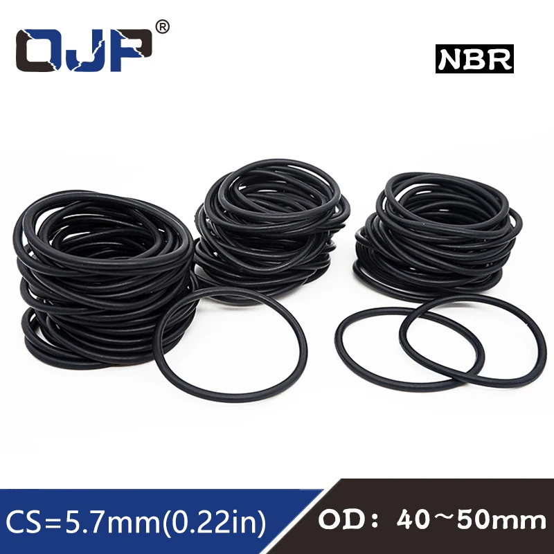 

Резиновое кольцо 20 шт./лот, черное уплотнительное кольцо из бутадиен-нитрильного каучука, диаметр 5,7 мм, внешний диаметр 40/45/50 мм, уплотнитель...