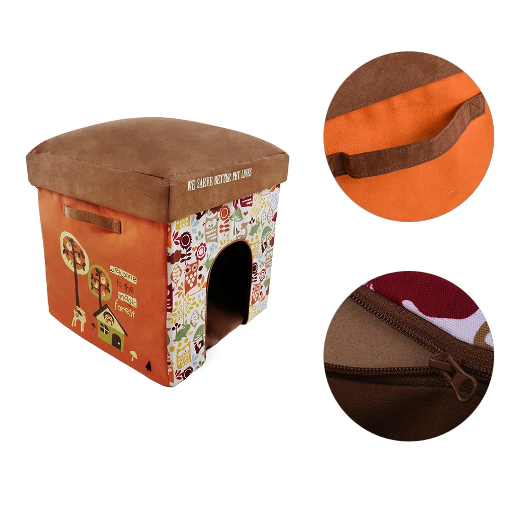 2-в-1 складной моющийся теплый домик для домашних питомцев кошек маленьких собак