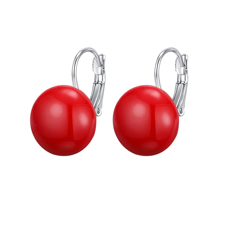 red silver Женские овальные серьги-подвески MAIKALE, белые, красные большие серьги с жемчужиной золотистого/серебристого цвета, ювелирные изделия для подарка и вечеринки - Окраска металла: red silver