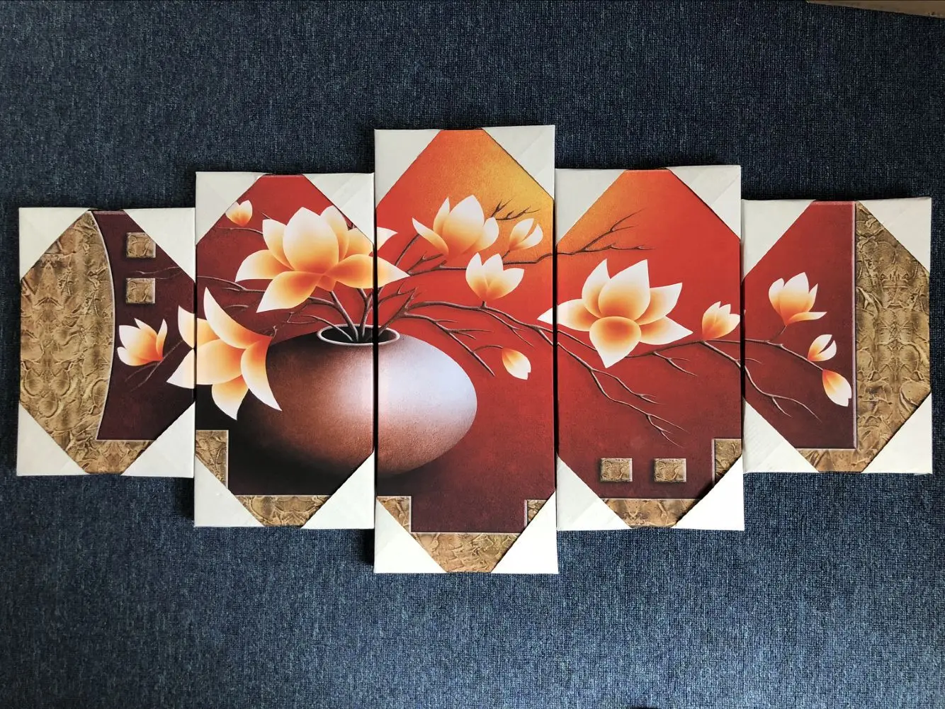 Три цвета многоугольная абстрактная живопись домашнее украшение холст картина