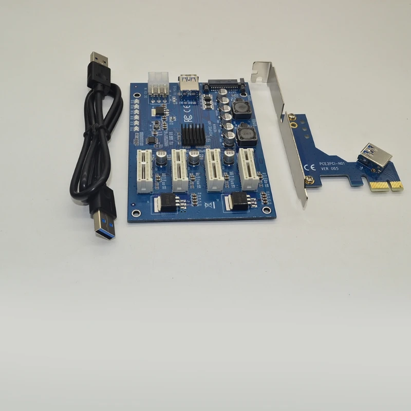 2 Layer Pc Board PCI-E X1 to 4PCI-E X16 Expansion Card 4Ports High Speed USB 3.0 Shield Cable 9.7cm Length 6.3cm Width | Электроника