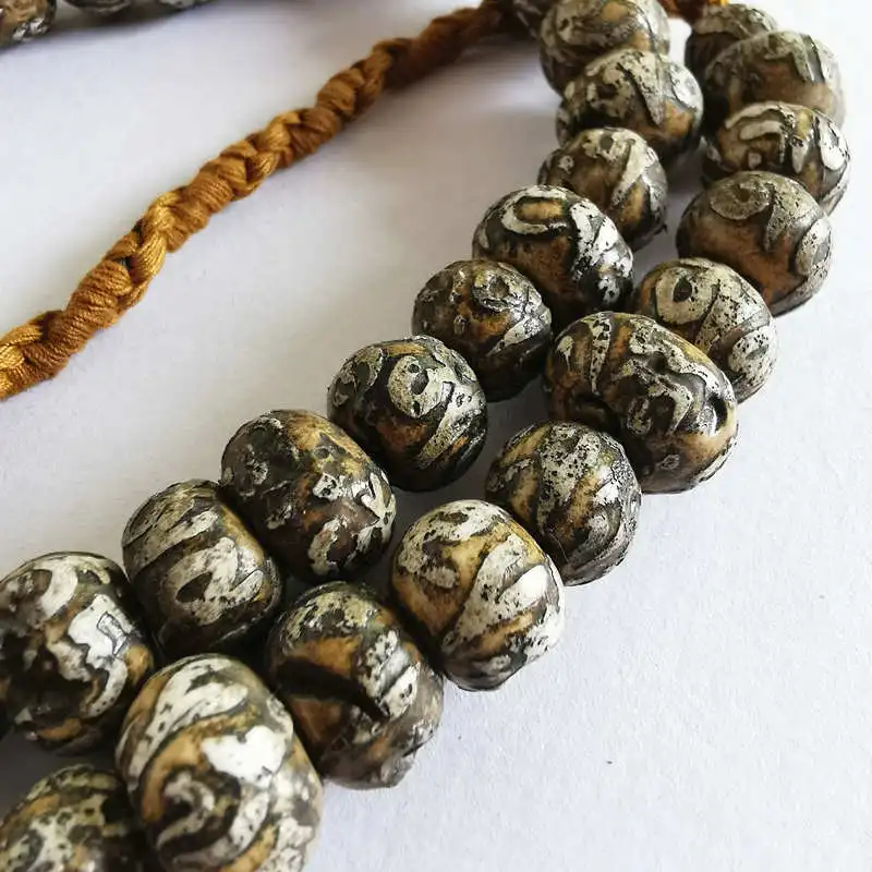 Настоящие старые бусины Naga ракушка Абакус нитка Тибетский шесть слов мантра Ом