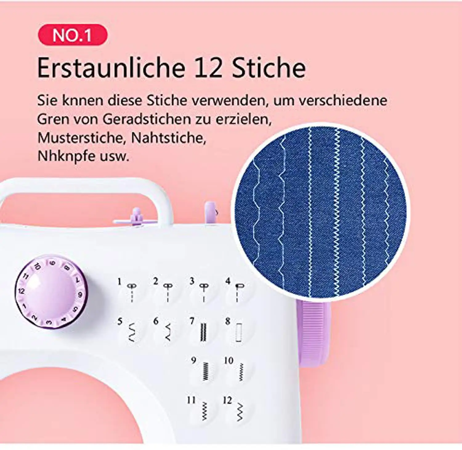 Мини 12v стежки швейная машина бытовая многофункциональная двойная нитка и