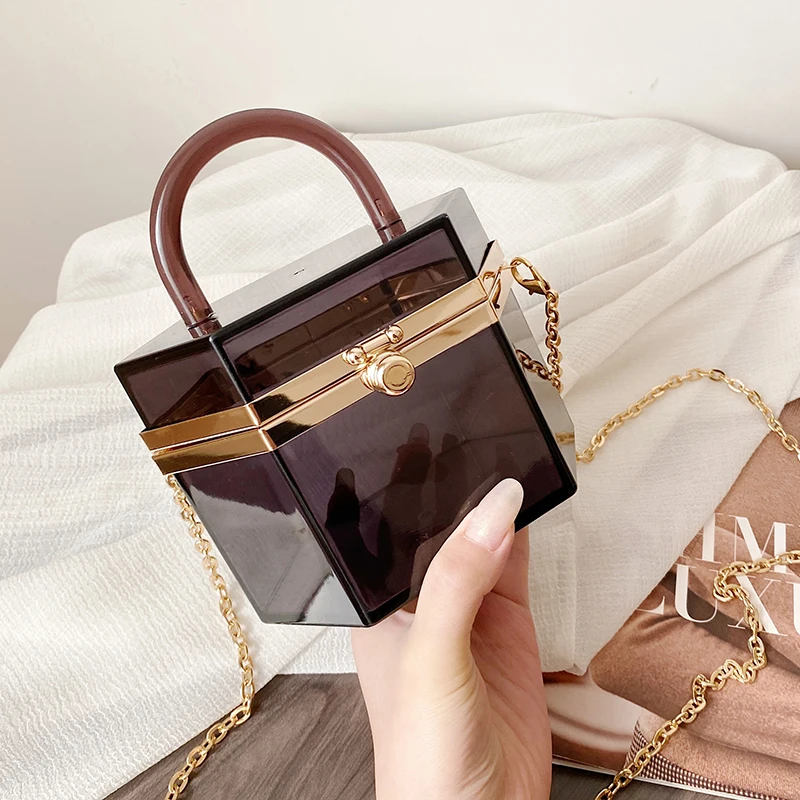 Fashion Clear Acrylic Women's Handbag Designer Transparent Clutch Evening Party Bags for Women 2021 Female Women's Bag Purses