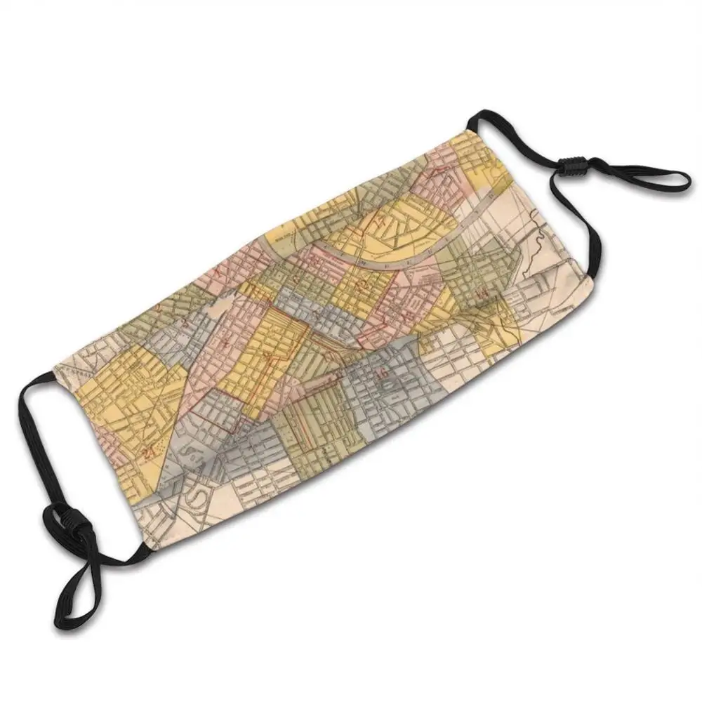 Винтажная карта Нэшвилл Tn (1916) маска для взрослых и детей моющаяся с фильтром Pm2.5