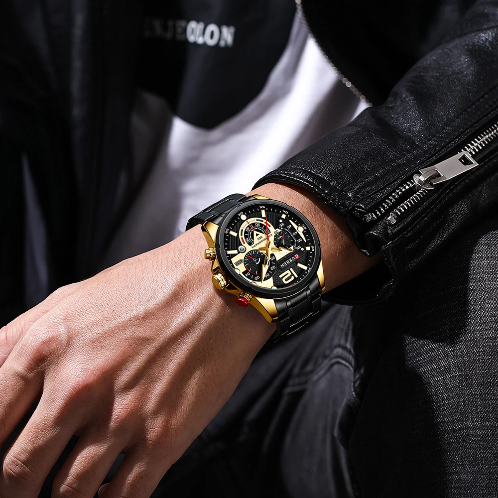 

CURREN New Luxury Fashion Quartz Men Watches Casual Business Chronograph Waterproof Stainless Steel Watch Mens