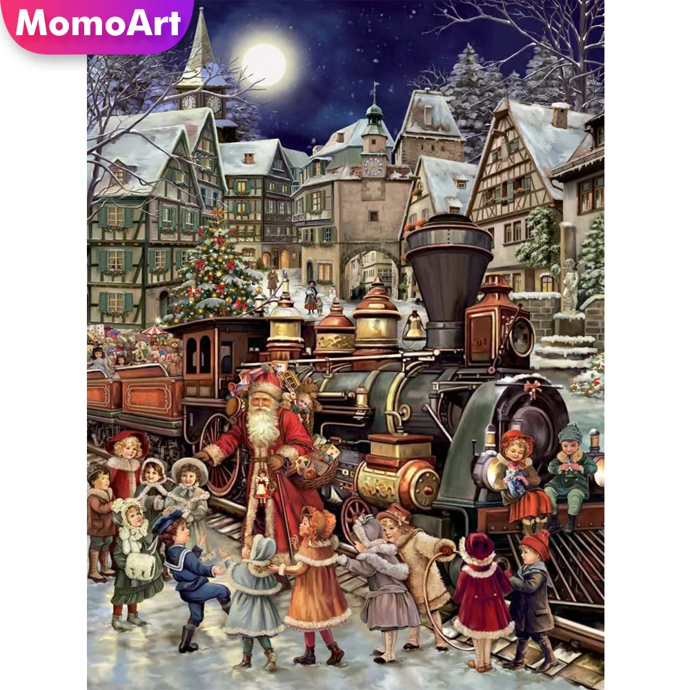 

MomoArt DIY Алмазная вышивка картинка с Санта-Клаусом Стразы алмазная живопись мультяшная полноразмерная квадратная мозаика