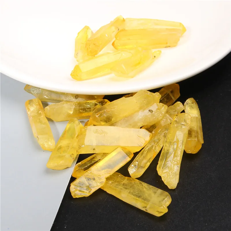 40 мм 10 шт. необработанный натуральный желтый кварцевый кристалл палочка точечные