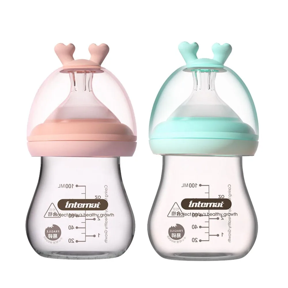 

Newborn Baby Feeding Bottles Glass Bottle Infant Creative Antler Milk Storage Cup Water Multi-function Bottle Baby Care Bpa Free