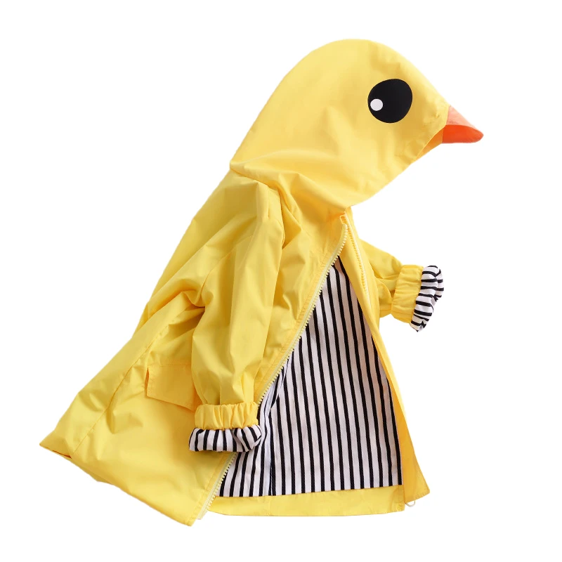 Длинная ветровка с капюшоном для девочек маленькая желтая куртка на утином пуху