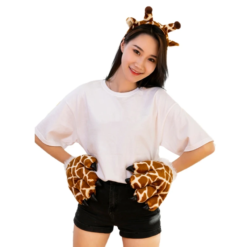 

D0UD искусственная кожа с 3D лапой животного плюшевые перчатки косплей костюм мягкие игрушки