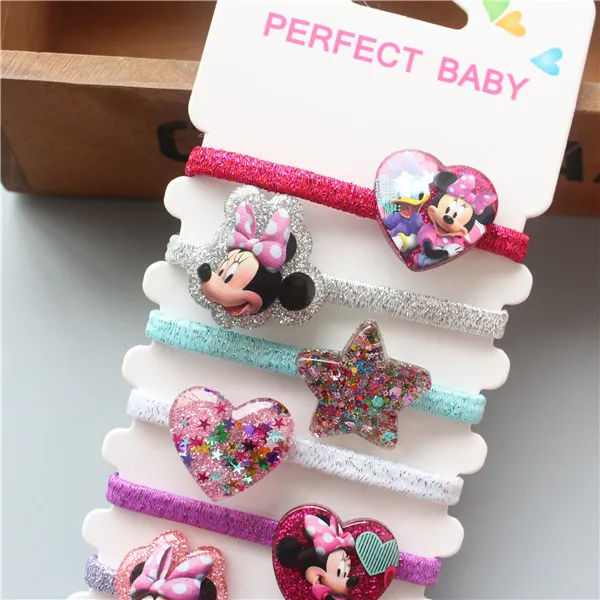 Детская резинка для волос с героями мультфильмов Диснея 6 шт. кольцо головы Микки