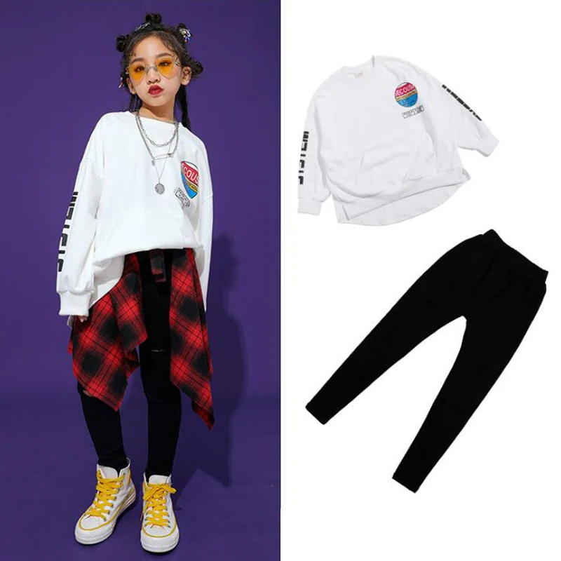 Детская одежда для бальных танцев в стиле хип хоп свободная толстовка топ