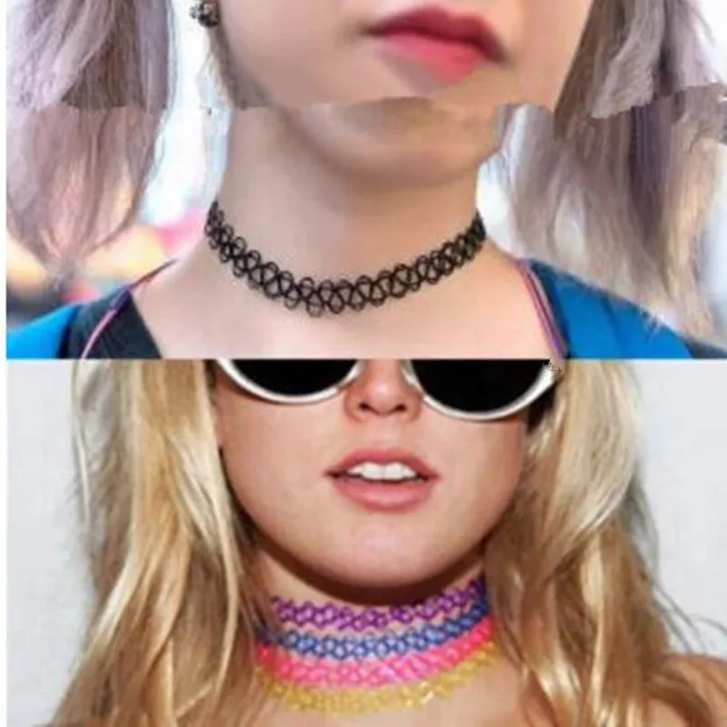 Nx444 европейские модные винтажные Простые полые плетеные эластичные Чокеры для