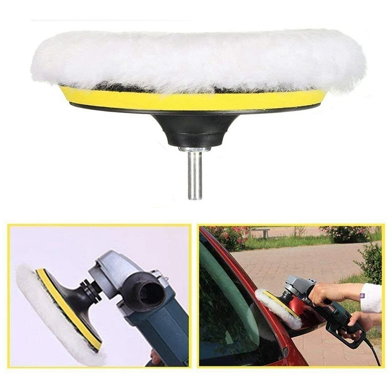 

6 Pcs 6 Inch Polishing Buffer Wool and Wheel Polishing Pad Woolen Polishing Waxing Pads Kits with Drill Adapter