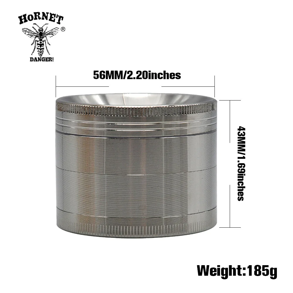 HORNET Точильщик для табака многофункциональная вогнутая 4 части 55 мм цинковый