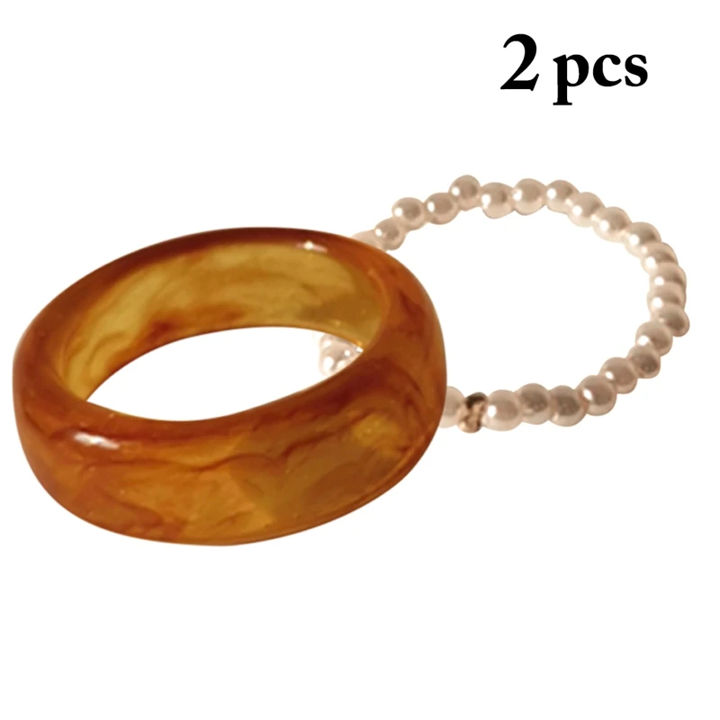 2PCS Women Girls Knuckle Ring Plastic All-match Joint Ring Finger Ring for Women Round Acrylic Ring Fake Pearl Ring Jewellery