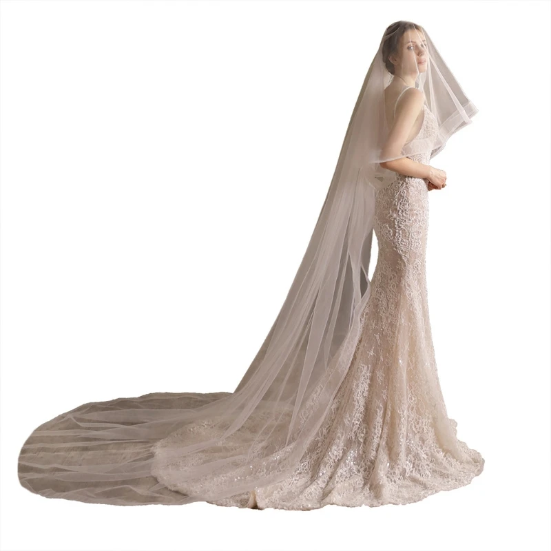 

Wedding Bridal Veil with Comb Classic Hair Accessories for Brides Double Layers Tulle Cathedral Sheer Veils for Cosplay