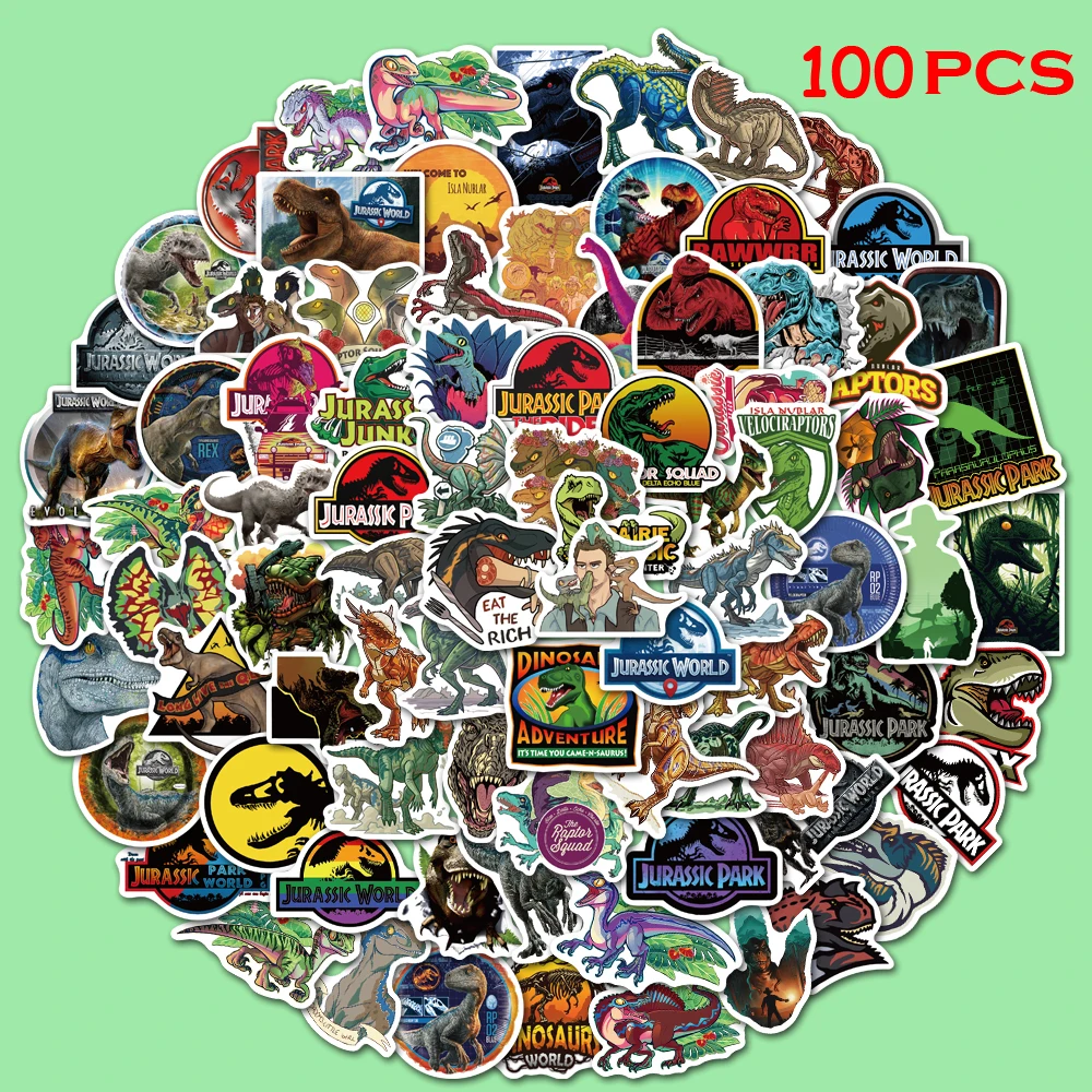 100PCS/Pack Jurassic Park dinosaur Stickers DIY Mobile Phone Case Suitcase Skateboard Graffiti Stickers Children's Toys