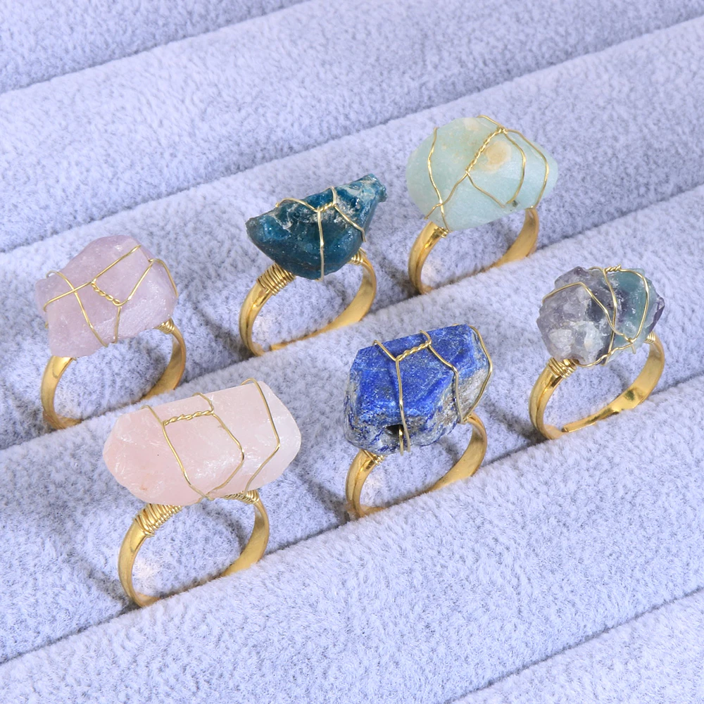 Кольцо с натуральным драгоценным камнем для мужчин и женщин неправильной формы