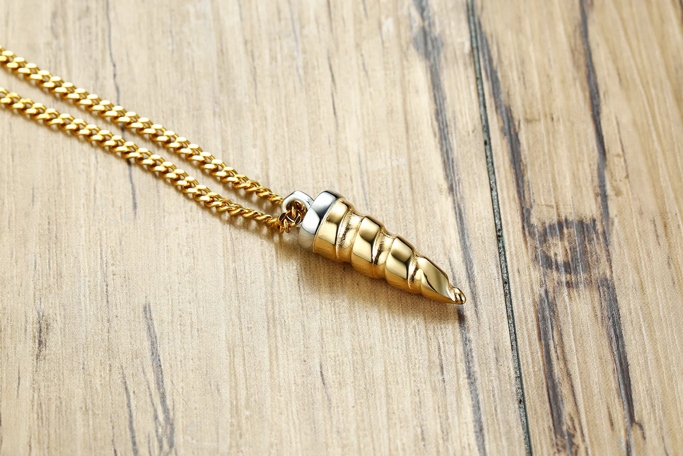 

FXM stainless steel necklace hot sell gold color popular single women 34mm Bit lover gift women jewelry