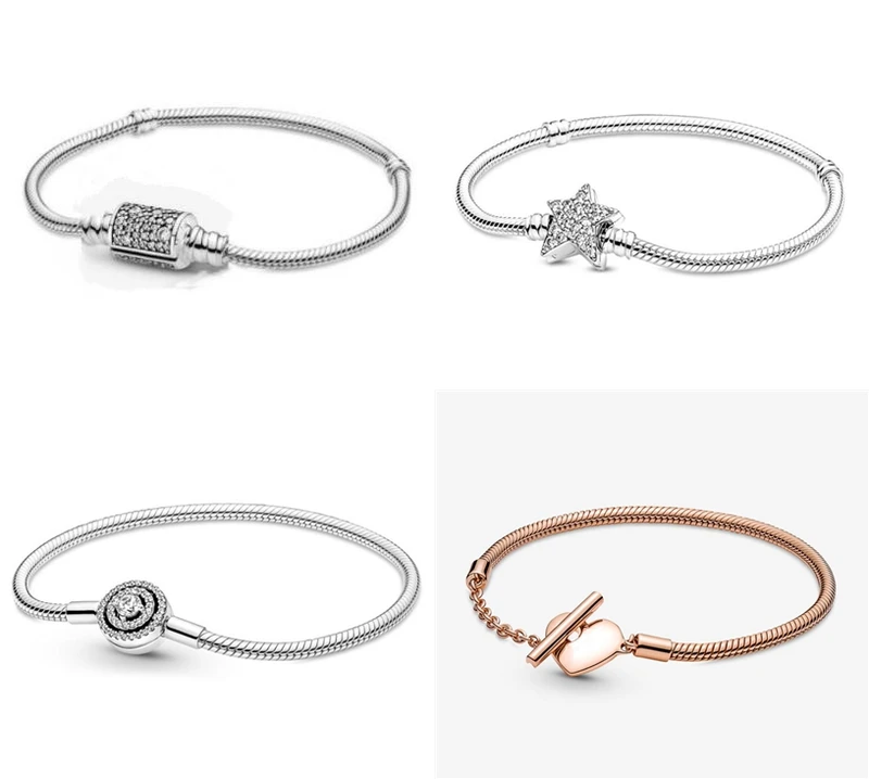 

Authentic 925 Sterling Silver Moments Asymmetric Star Clasp Snake Chain Bracelet Fit Women Bead Charm Diy Fashion Jewelry