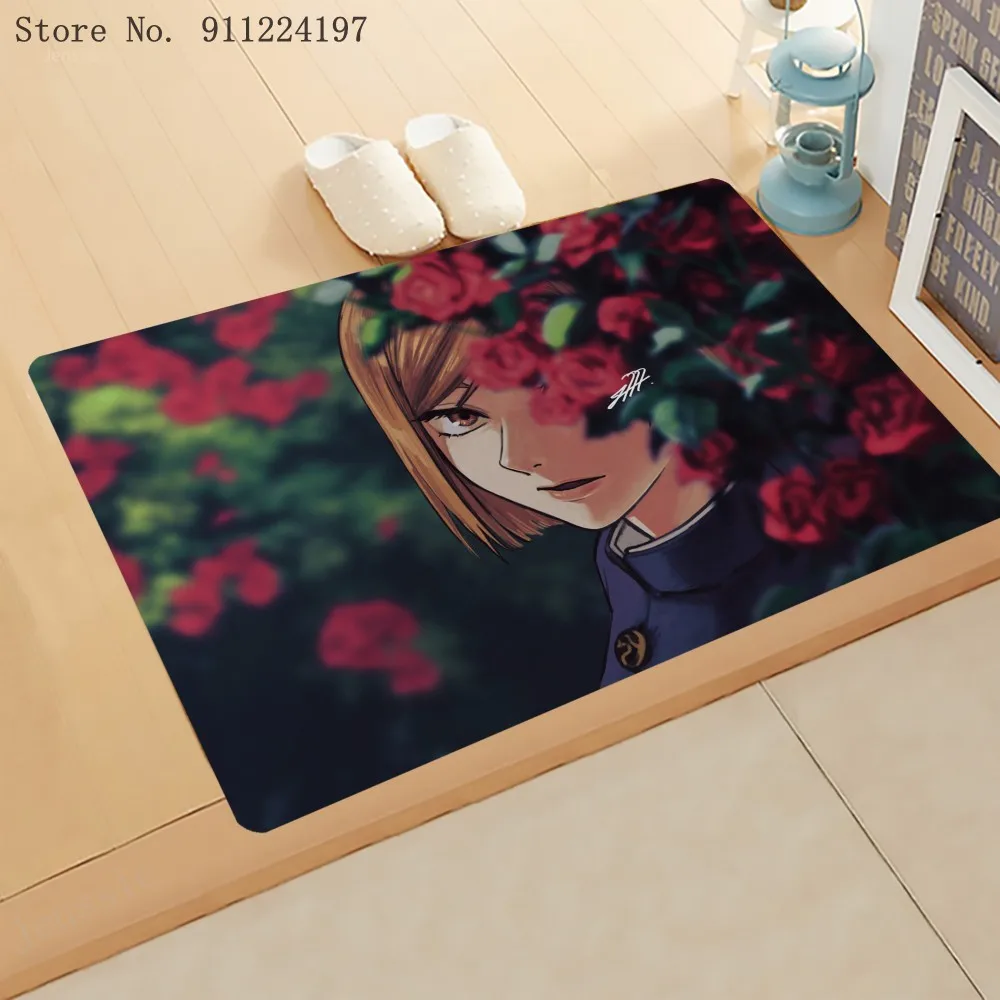 

Jujutsu Kaisen Doormat Bedroom Bedside Floor Mats Flannel Bathroom Carpet Room Entrance Doormat Japanese Anime Rug Washable