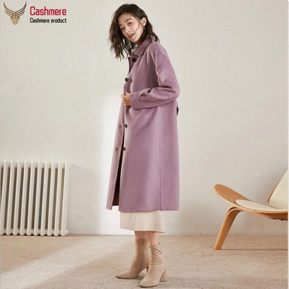 Wool coat women winter long wool retro loose female water ripple single-breasted lantern sleeve red | Женская одежда