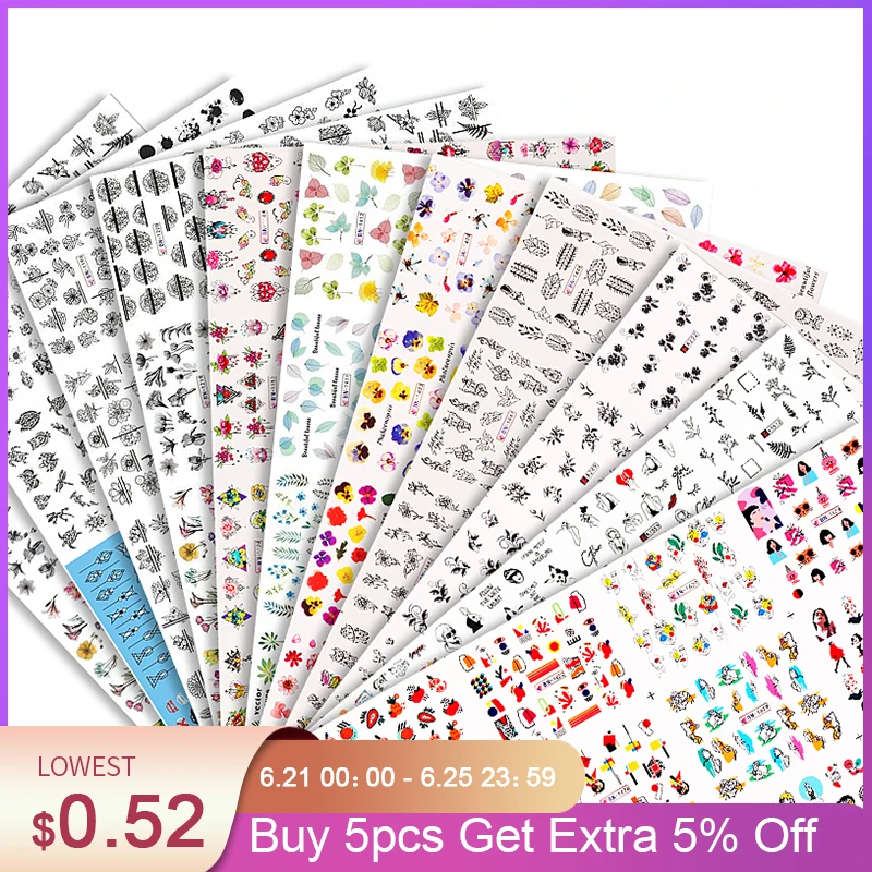 12 дизайнерские наклейки для ногтей комплект смешанный цветочным геометрическим