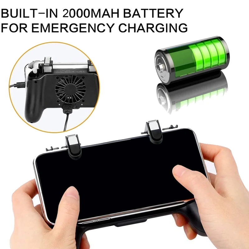 

Mobile Game Controller for PUBG 4-In-1 Mobile Gamepad Shoot Aim Trigger Joystick Cooling Fan 2000MAh Power Bank Portable