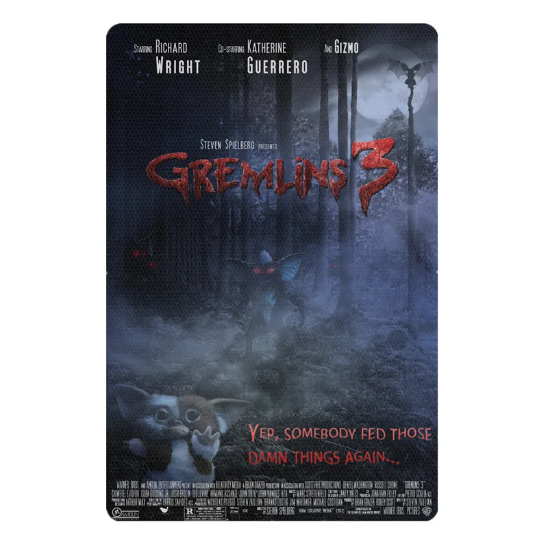 Бургундия Металлические барные Знаки Декор Gremlins винтажные металлические знаки бляшки и знаки домашний декор тарелки Ретро Размер: 20*30 см - Цвет: Бургундия