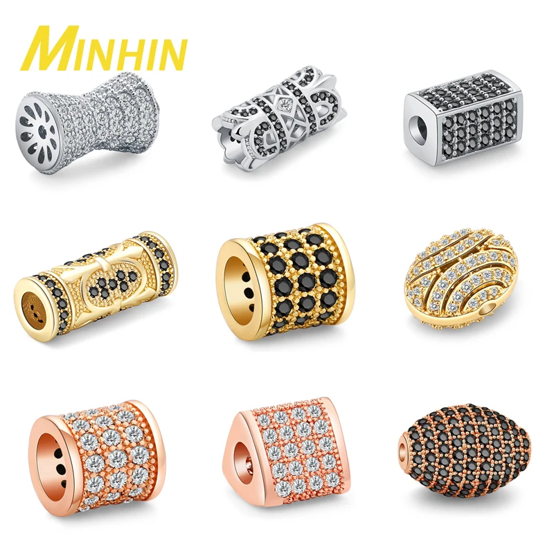 MINHIN, 3 шт./лот, оптовая продажа, медные бусины с фианитом для рукоделия, бисероплетение, натуральные камни, хрустальные браслеты, изготовление ювелирных изделий