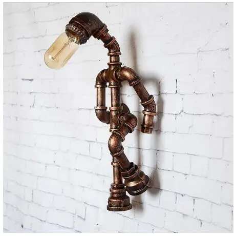 Copper no bulb Творческая личность робот настенный светильник промышленность Ветер трубы Лофт светильник ресторан паб спальня проход бар коридор исследование кафе светильник - Цвет абажура: Copper no bulb